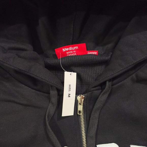 Supreme Warm Black Hooded Zip-Up Sweatshirt - Picture 3 of 6